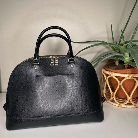 Coach Sierra Satchel Black Crossgrain Leather Dome Bag Gold Hardware Top Handle - Picture 4 of 14